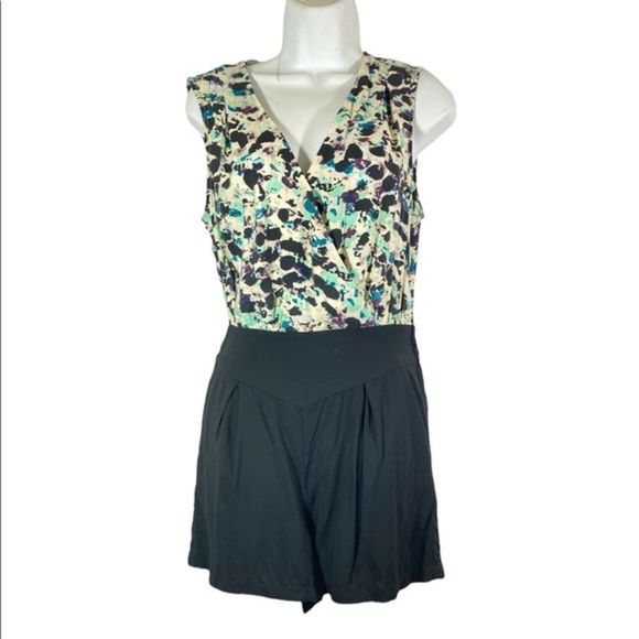 BCBGeneration‎ Size Small Romper Black Blue Abstract Print Sleeveless - Picture 1 of 9